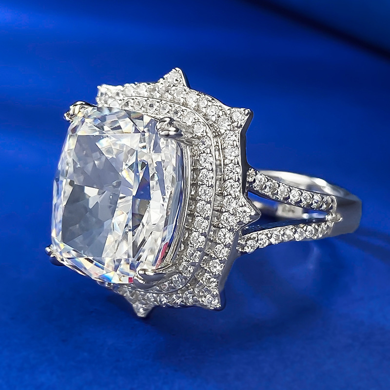 Cushion Engagement Ring 10*12 925 Silver High Carbon Diamond