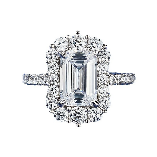 Emerald Engagement Ring 6*9 925 Silver High Carbon Diamond
