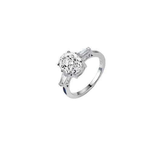 Oval Engagement Ring 925 Silver High Carbon Diamond