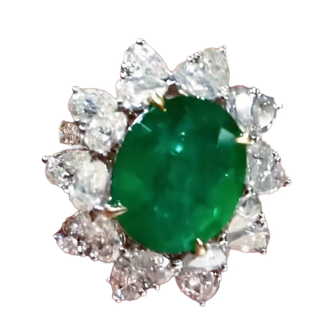 18K Gold 3.32ct Emerald Ring/Pendant Convertible