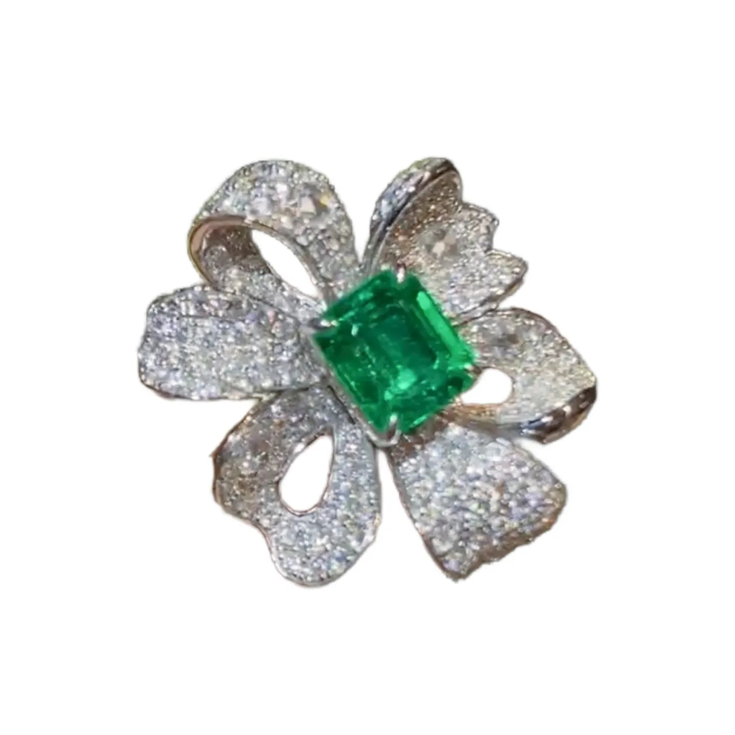 Thick Gold Pave Design 1.37ct Emerald Ring