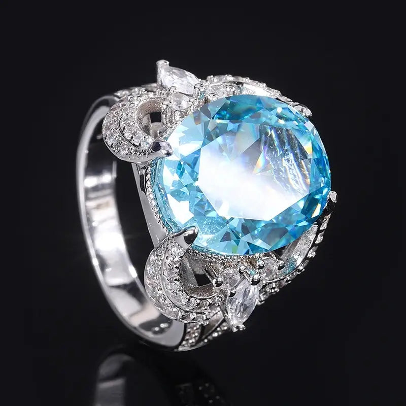 Oval Engagement Ring 12*14 925 Silver High Carbon Diamond