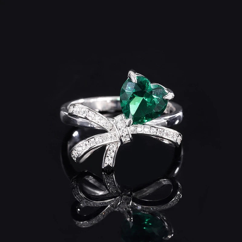 Heart Engagement Ring 8*8 925 Silver High Carbon Diamond