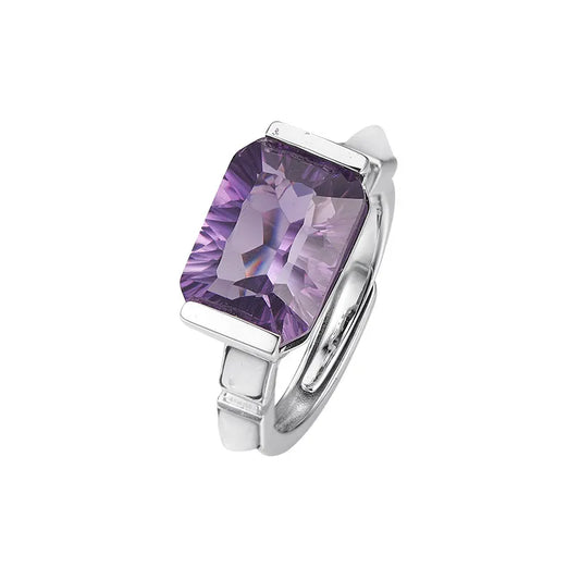 Radiant Engagement Ring 925 Silver Amethyst Citrine Open Ring