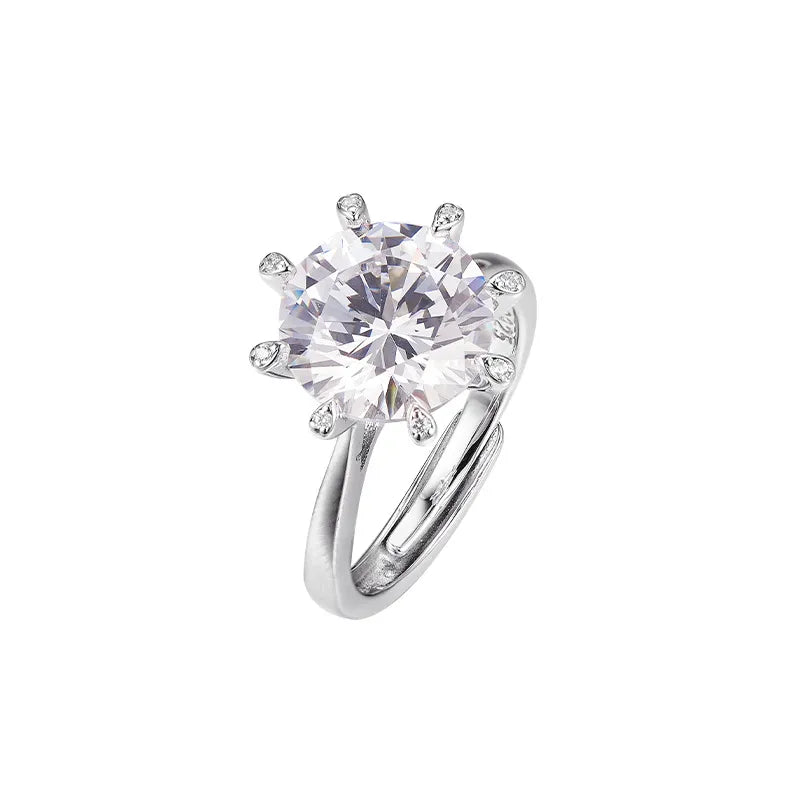 Round Engagement Ring 925 Silver Amethyst Open Ring