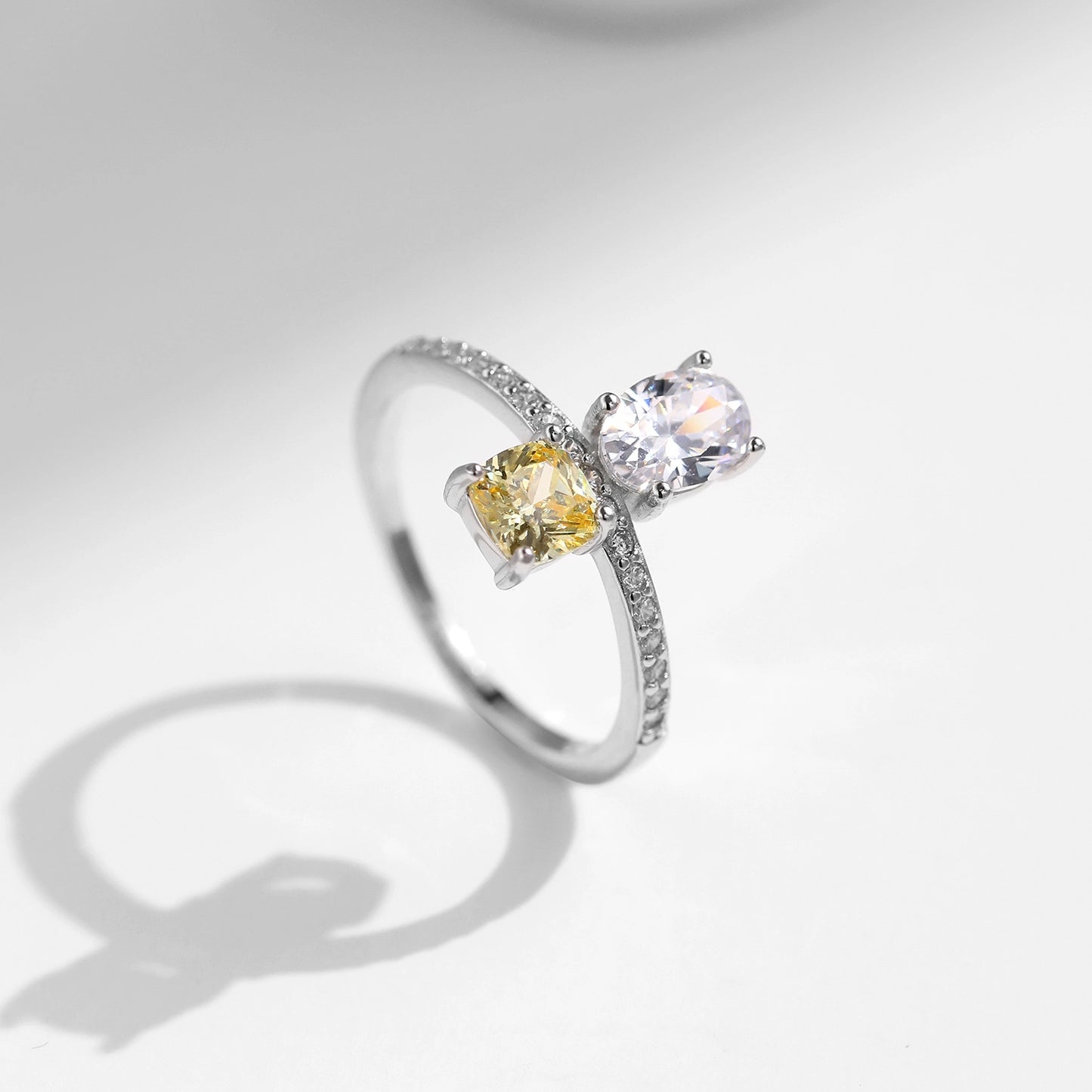 Cushion Engagement Ring 925 Silver Zircon