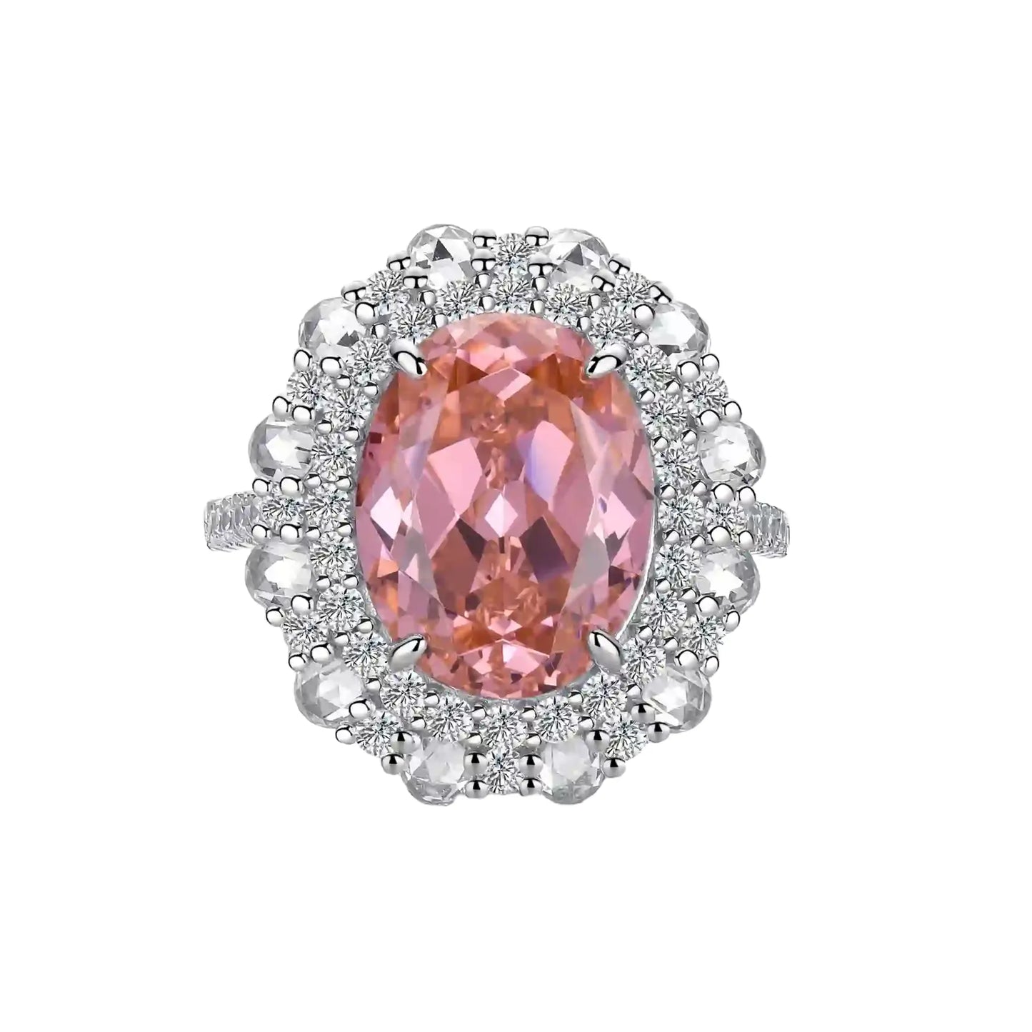 Oval Engagement Ring 925 Silver High Carbon Diamond