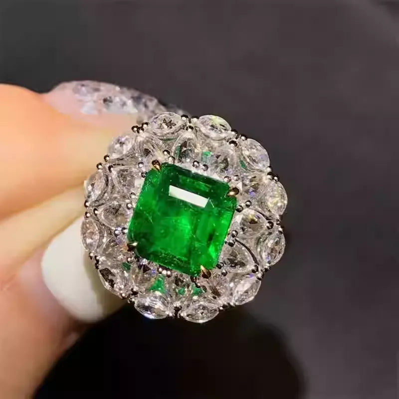 Asscher 18K Gold 1.87ct Emerald Ring GUILD Certified Wharton Green