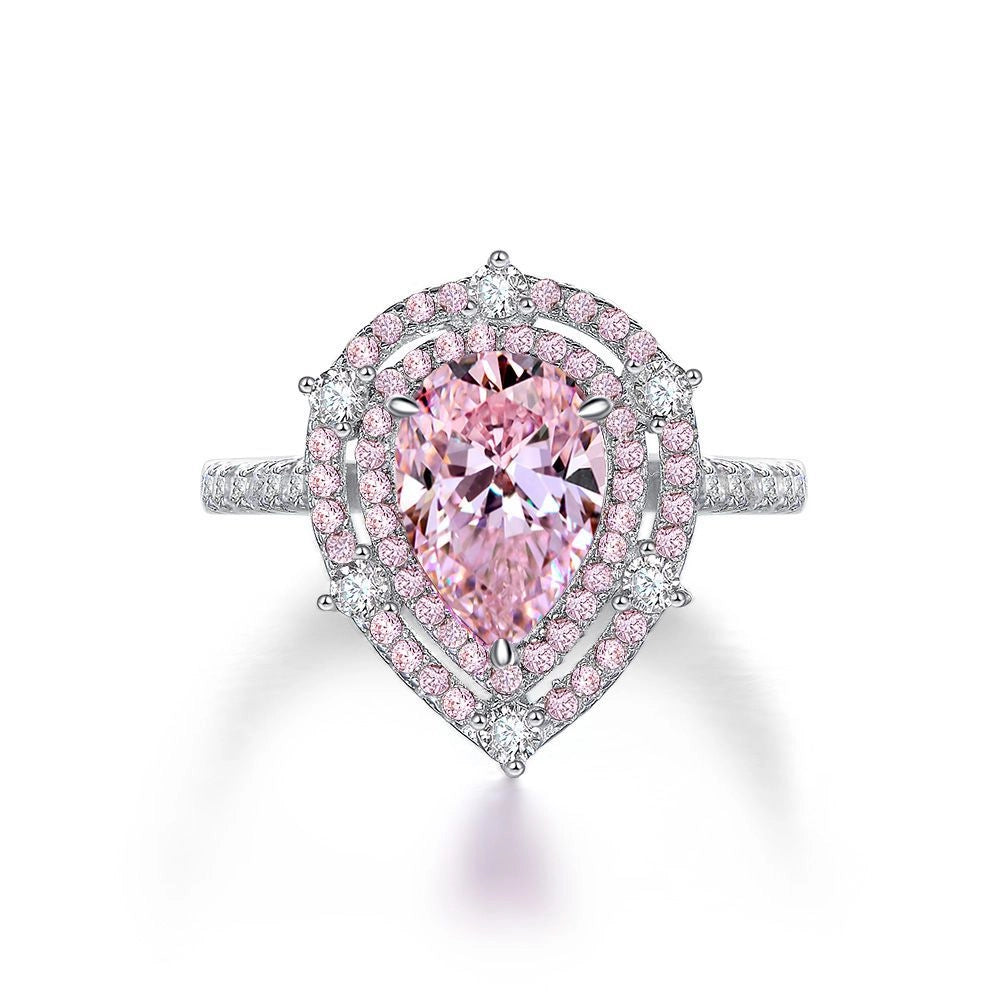 Pear Engagement Ring 1.5ct 7*10 925 Silver High Carbon Diamond