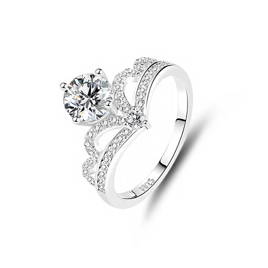 Round Engagement Ring 1ct 6.5mm 925 Silver Zircon
