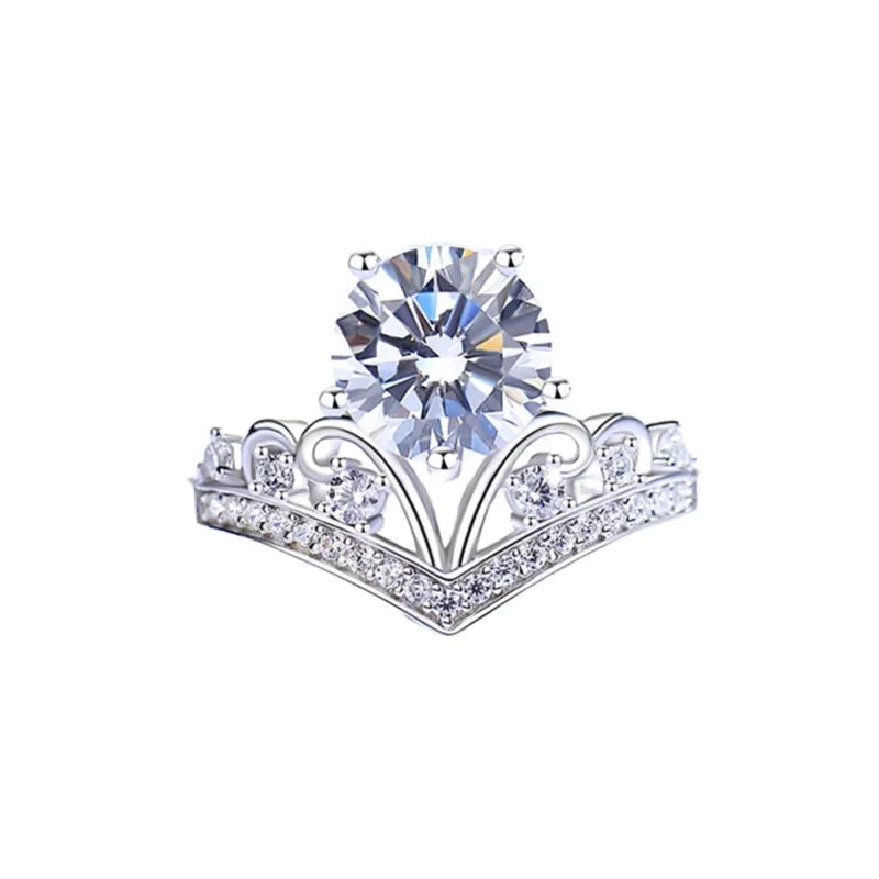 Round Engagement Ring 2ct 8.0mm 925 Silver Moissanite