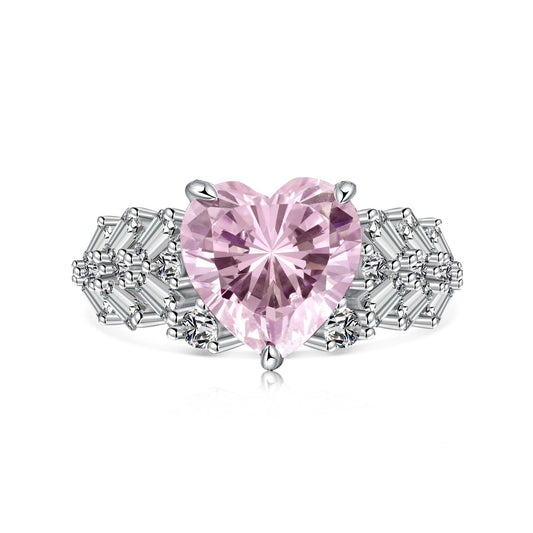 Heart Engagement Ring 4ct 10*10 925 Silver Zircon