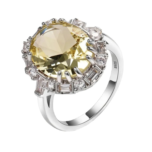 Oval Engagement Ring 12*14 925 Silver Citrine