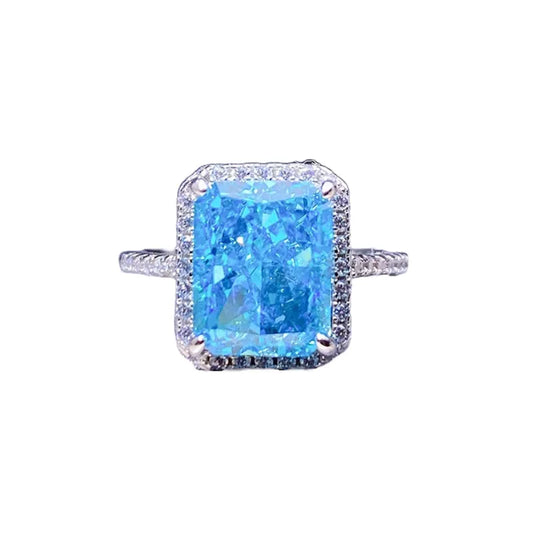 Radiant Engagement Ring 925 Silver High Carbon Diamond