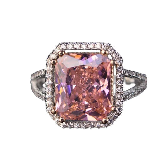 Radiant Engagement Ring 925 Silver Quartz