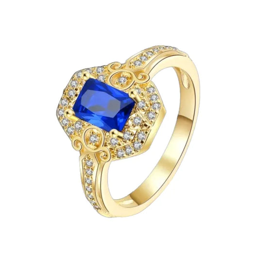 Radiant Engagement Ring 5*7 925 Silver Sapphire