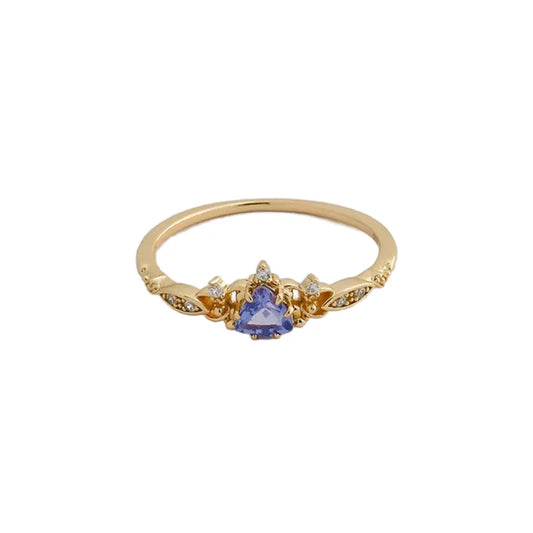 Triangle Engagement Ring 925 Silver Blue Tanzanite