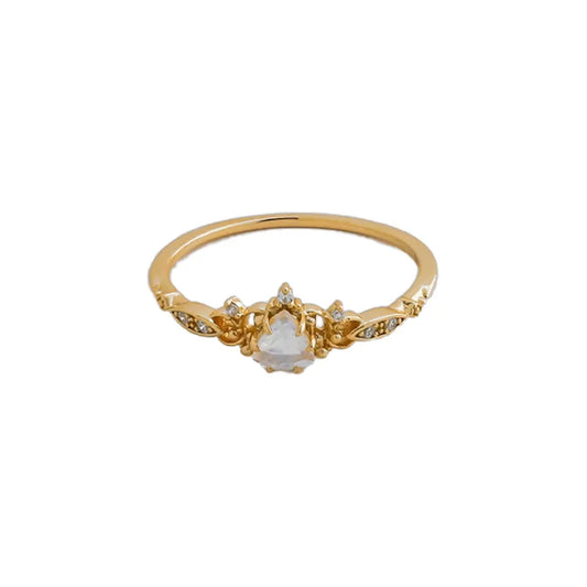 Triangle Engagement Ring 925 Silver White Moonstone