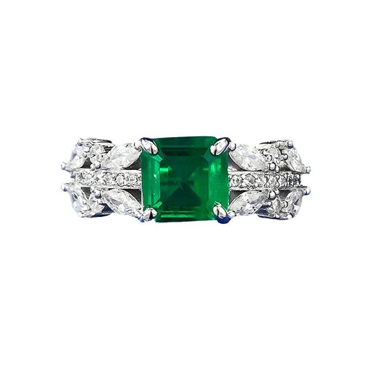 Asscher Engagement Ring 7*7mm 925 Silver Zircon