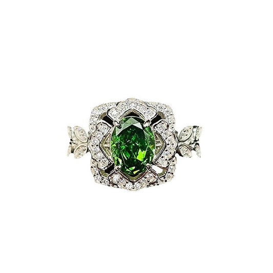 Oval Engagement Ring 6*8 925 Silver High Carbon Diamond Open Ring