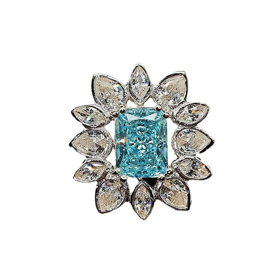 Radiant Engagement Ring 6*8 925 Silver High Carbon Diamond Open Ring