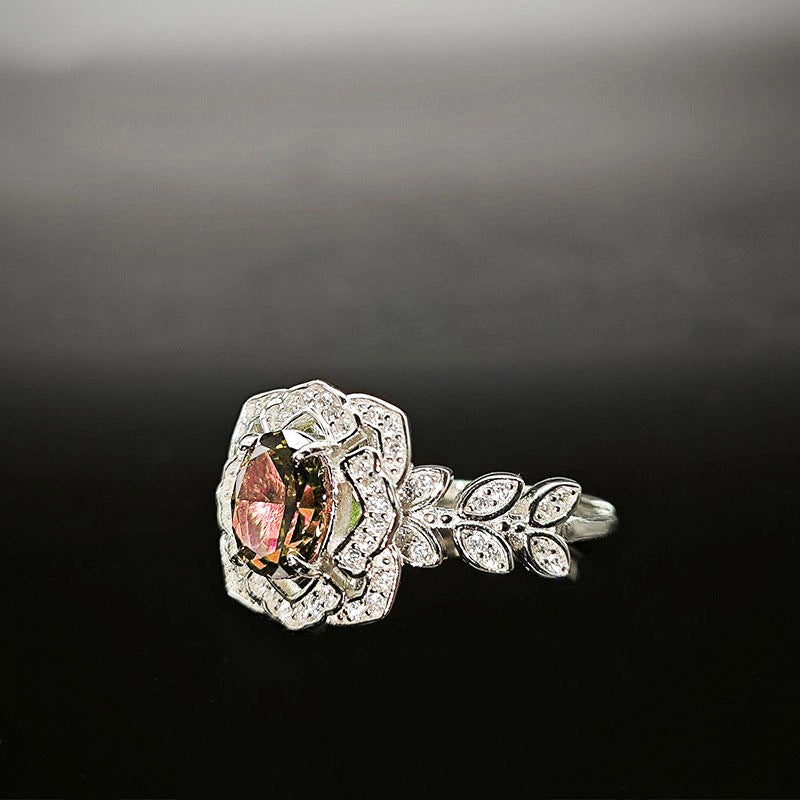 Oval Engagement Ring 6*8 925 Silver High Carbon Diamond Open Ring