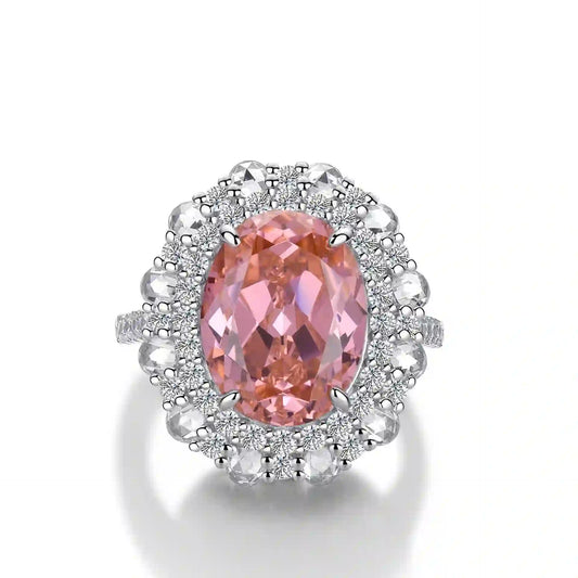 Oval Engagement Ring 925 Silver High Carbon Diamond