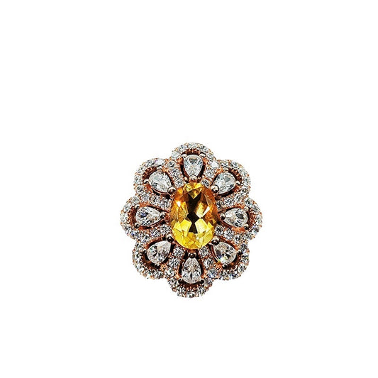 Oval Engagement Ring 5*7 925 Silver Citrine Open Ring
