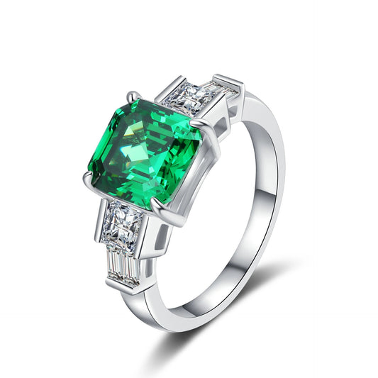 Asscher Engagement Ring 4ct 8*8 925 Silver High Carbon Diamond