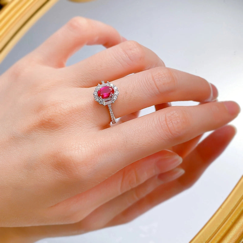 Oval Engagement Ring 5*7 925 Silver High Carbon Diamond
