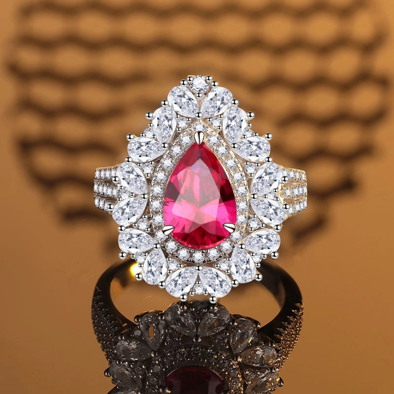Pear Engagement Ring 9*11 925 Silver High Carbon Diamond