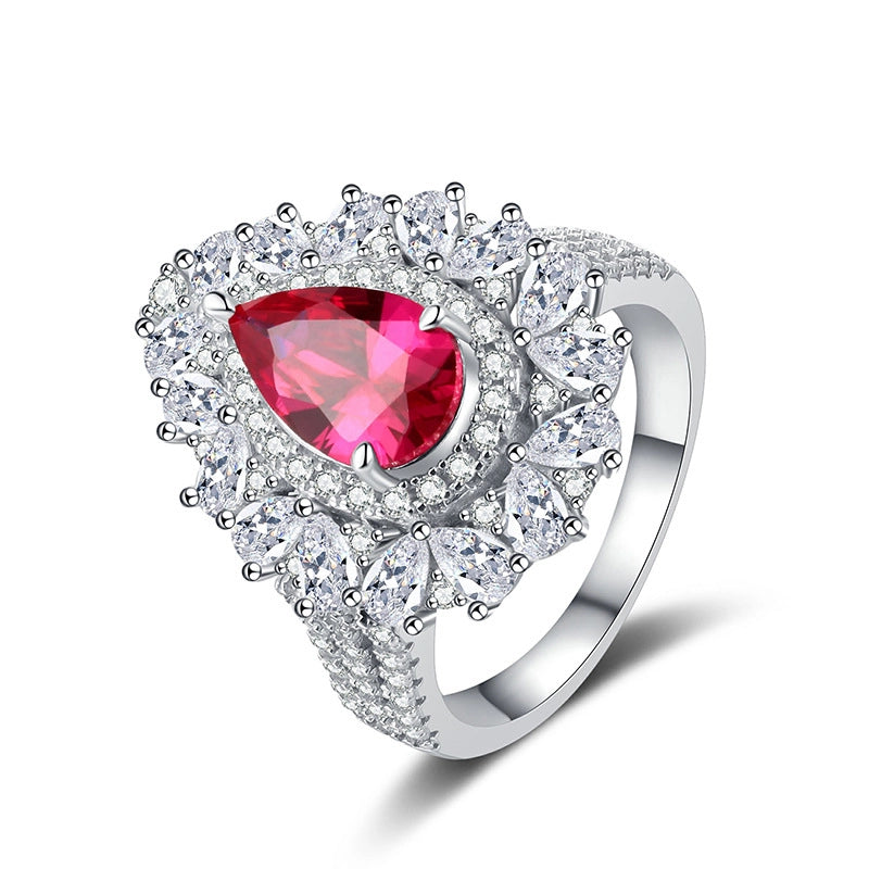 Pear Engagement Ring 9*11 925 Silver High Carbon Diamond