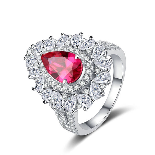 Pear Engagement Ring 9*11 925 Silver High Carbon Diamond