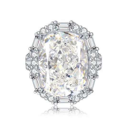 Cushion Engagement Ring 12*16 925 Silver High Carbon Diamond
