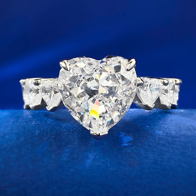 Heart Engagement Ring 5ct 10*10 925 Silver High Carbon Diamond