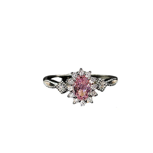 Oval Engagement Ring 4*6 925 Silver High Carbon Diamond Open Ring