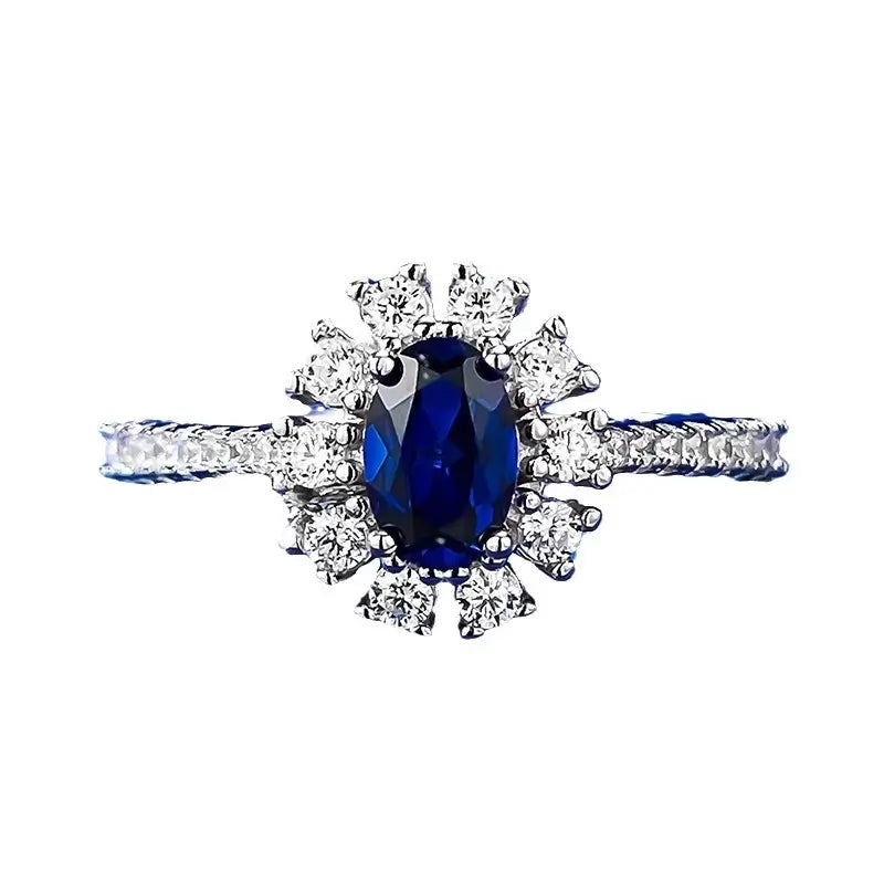 Oval Engagement Ring 4*6 925 Silver Sapphire
