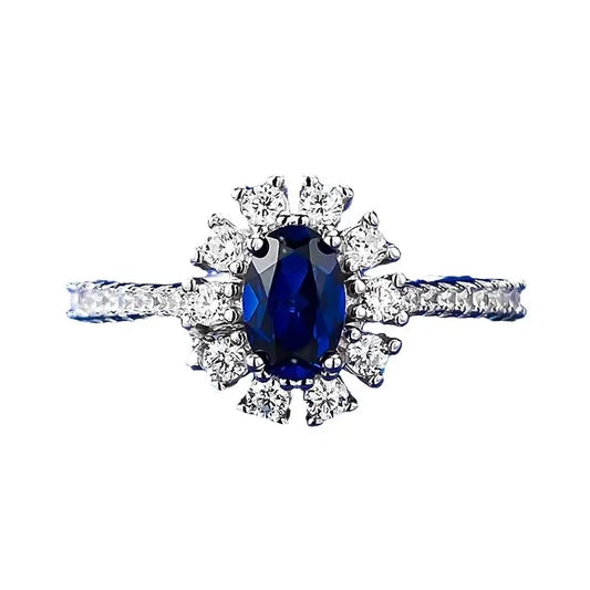 Oval Engagement Ring 4*6 925 Silver Sapphire