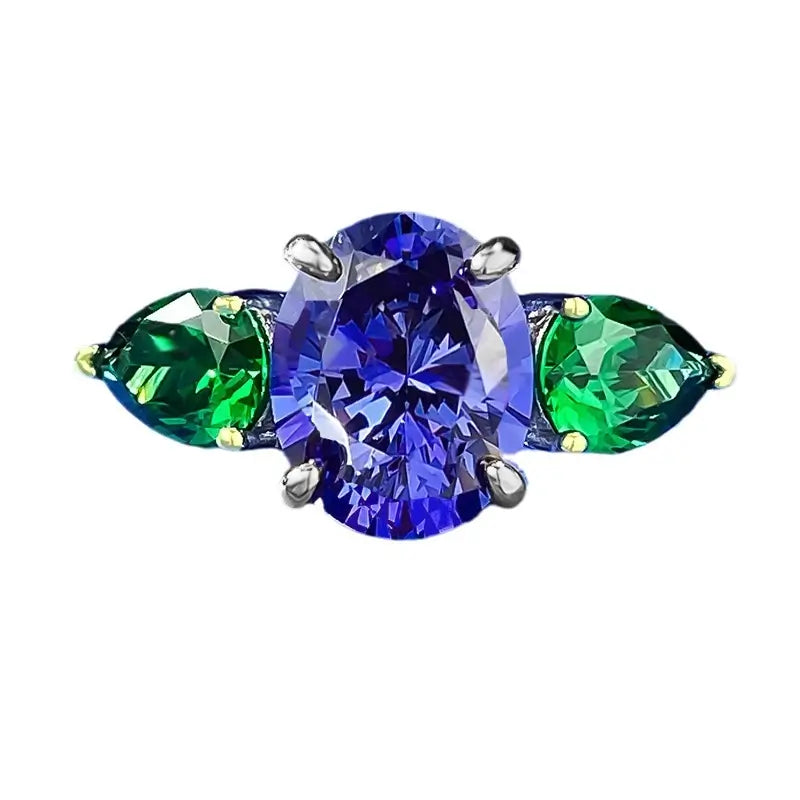 Oval Engagement Ring 8*10 925 Silver Tanzanite
