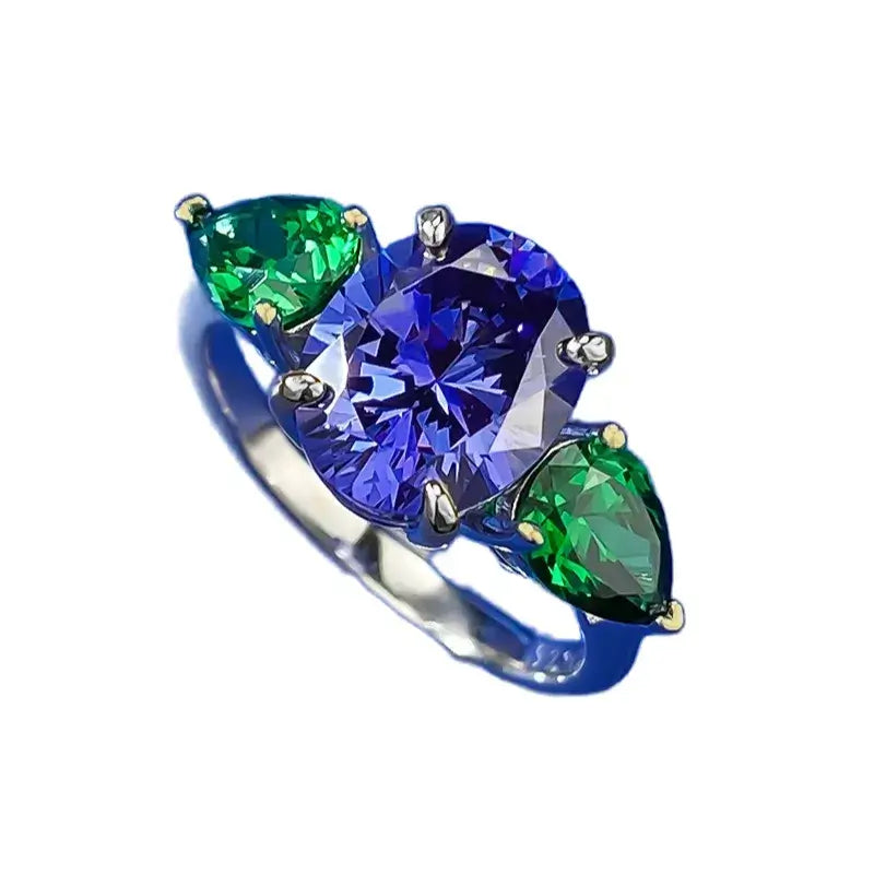 Oval Engagement Ring 8*10 925 Silver Tanzanite