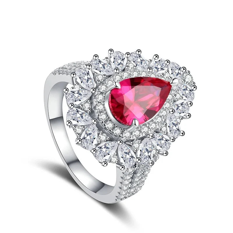 Pear Engagement Ring 9*11 925 Silver High Carbon Diamond