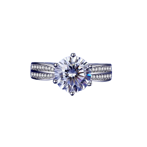 Round Engagement Ring 1ct 925 Silver Moissanite